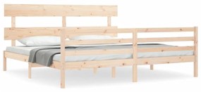 3195111 vidaXL Cadru pat cu tăblie 200x200 cm, lemn masiv de pin