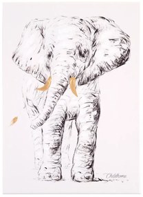 Pictura in ulei Childhome 30x40 cm, Elefant cu detalii aurii