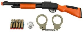Set pistol + cătușe + gloanțe de ventuze,plastic 50cm