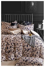 Lenjerie de pat maro din bumbac pentru pat dublu/extinsă cu cearceaf inclus/cu 4 piese 200x220 cm Leopard – Mila Home