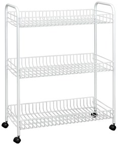 Cărucior mobil cu 3 rafturi pentru baie Metaltex Laundry, 31 x 84 cm