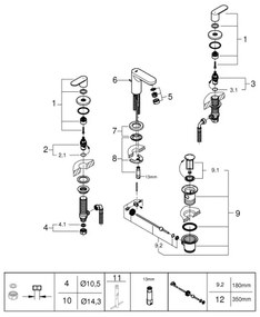GROHE 20187000-Baterie pentru lavoar cu 3 găuri EUROSMART COSMOPOLITAN DN 15 crom