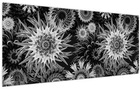 Tablou - Ciulini negri și albi (120x50 cm)