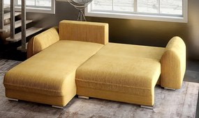 Colțar extensibil dumonde cu ladă de depozitare si sezut confortabil din spuma high-density, Denver Zoom Mustar 275x185 cm