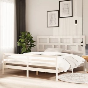 3101304 vidaXL Cadru de pat, alb, 200x200 cm, lemn masiv de pin