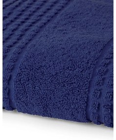 Prosop albastru închis din bumbac organic din frotir 50x100 cm Check – JUNA