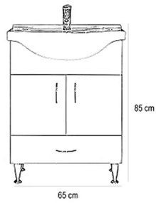 Dulap inferior Bianca Plus 65 cu lavoar, culoare Aida nuc