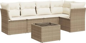 vidaXL Set canapele de grădină cu perne, 6 piese, bej, poliratan