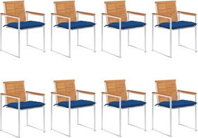 vidaXL Scaune de grădină cu perne, 8 buc., lemn masiv de acacia