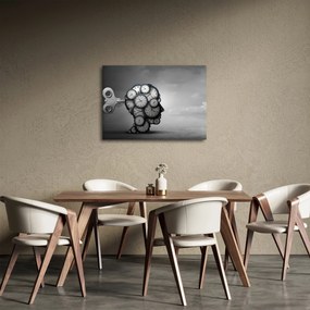 Tablou artistic cu cu cap și ceas (70x50 cm)