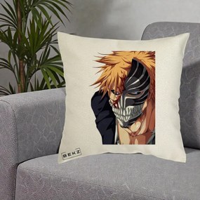 Perna Personalizata Bleach Ichigo Masca Hollow, 40x40 cm, Ecru, Husa Detasabila, Perna Inclusa, BEKZ®