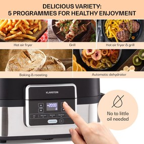 Klarstein Combo Air, friteuză cu aer cald și grill, 5 programe, 1500 W, coș de grătar de 4,5 l, coș de prăjire de 2,5 l