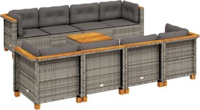 vidaXL Set canapele de grădină, 9 piese, cu perne, gri, poliratan