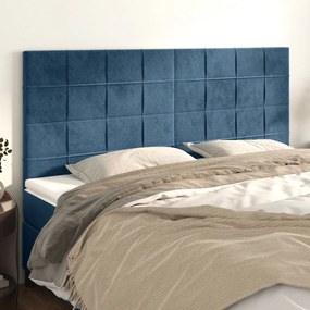 Tablii de pat, 4 buc, albastru inchis, 90x5x78 88 cm, catifea 4, Albastru inchis, 180 x 5 x 118 128 cm