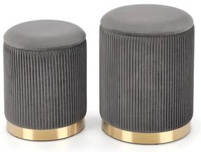 SET 2x taburet MONTY d. 36/66 cm gri/auriu