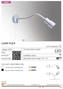 Aplica de perete tip spot LED cu brat flexibil LUMI FLEX neagra