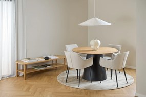 MAZZONI EXPORT BOSCO Stejar natural/picior negru - MASĂ ROTUNDĂ 120 cm PENTRU BUCĂTĂRIE SUFRAGERIE SALON FURNIR