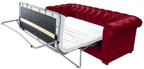 Canapea extensibila Oxford Chesterfield, 88x216x75 cm, 3 locuri, Red