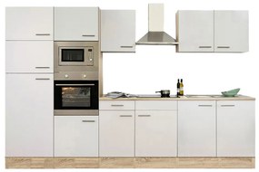 Mobilă de bucătărie Yorki 330, corp din stejar Sonoma, cu față alb satinat