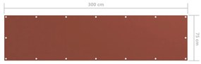 Paravan pentru balcon, caramiziu, 75x300 cm, tesatura oxford Terracota, 75 x 300 cm