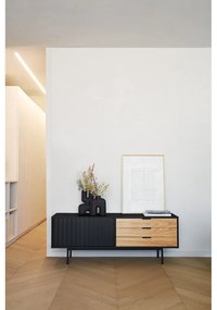 Comodă TV neagră/în culoare naturală cu aspect de lemn de stejar 140x52 cm Sierra – Teulat