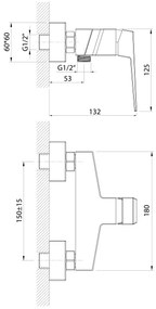 Baterie de duș Aqualine RITMO crom lucios