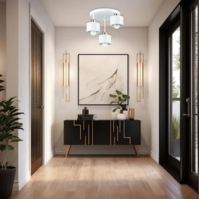 Lustră pe tijă 3xE27/35W/230V d. 30 cm alb/auriu