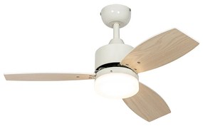 Ventilator de tavan de exterior alb cu aspect de lemn 91,3 cm, inclusiv LED reglabil cu telecomandă IP44 - Toledo
