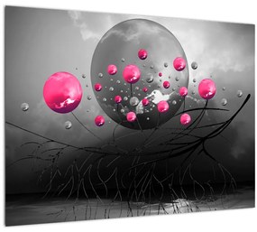 Tabloul cu bile abstracte roz (70x50 cm)