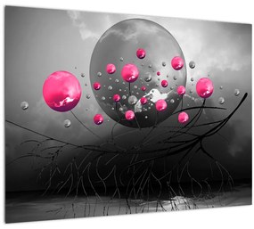 Tablou cu bile abstracte roz (70x50 cm), în 40 de alte dimensiuni noi