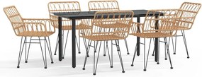 vidaXL Set mobilier de grădină, 7 piese, poliratan