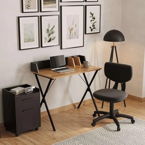 Container de birou – Gekosaro 1 (negru + lemn). Promo -6%. 1124231