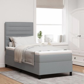 vidaXL Pat cu arcuri cu saltea Gri deschis 80x200 cm Țesătură