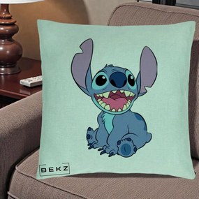 Perna Personalizata Stitch Zambitor, 40x40 cm, Verde Menta, Husa Detasabila, Perna Inclusa, BEKZ®