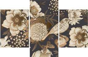 Tablou - Flori aurii pe fundal întunecat (90x60 cm)