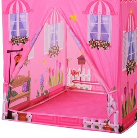 Cort Princess Play HOMCOM pentru Fete de peste 3 ani pentru Interior si Exterior Roz 93 x 69 x 103 cm | Aosom RO