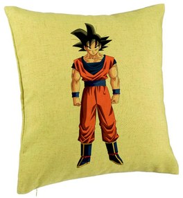 Perna Decorativa cu Dragonball Goku, 40x40 cm, Verde, Husa Detasabila, Burduf