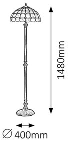 Lampadar cu abajur din sticlă vitrată Tiffany MARVEL 2xE27/60W/230V Rabalux 8078