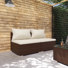 vidaXL Set mobilier de grădină cu perne, 2 piese, maro, poliratan