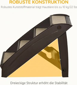 PawHut Scară Pliabilă pentru Câini cu 4 Trepte Antiderapante, Scară din PP pentru Animale de Companie, 62x38x49,5 cm, Maro | Aosom Romania