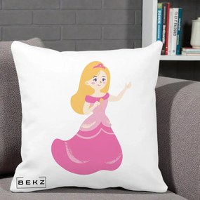 Perna Personalizata Printesa Roz cu Microfon, 40x40 cm, Alba Mata, Husa Detasabila, Perna Inclusa, BEKZ®