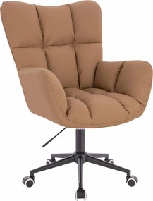 HR650K Scaun Caramel Piele Ecologica Premium Soft cu Bază Neagră