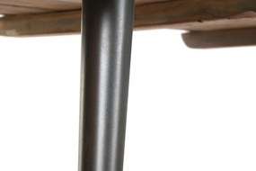 Masă de dining din lemn reciclat cu picioare din metal negru, 180×90×76 cm, „Loft"