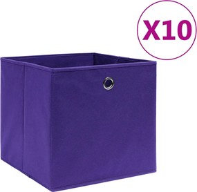 vidaXL Cutii de depozitare 10 buc. violet, 28x28x28 cm, textil nețesut