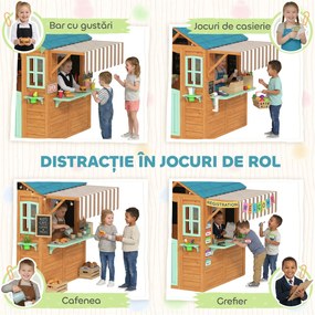 AIYAPLAY Căsuță de Joacă de Exterior cu Bar pentru Gustări, Ușă Pe Jumătate, Ferestre, Suporturi pentru Ghivece, Tablă de Desen, Tablă de Țintă, 4 Bile | Aosom Romania