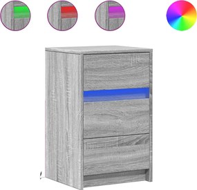 vidaXL Noptieră cu lumini LED, sonoma gri, lemn prelucrat