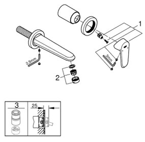 GROHE 19573002 - Baterie pentru lavoar EURODISC COSMOPOLITAN, montaj în 2 găuri, 11x17 cm, cromat