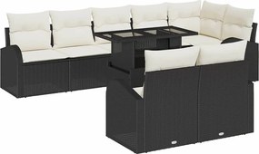 vidaXL Set de canapele pentru grădină 9 pcs Negru Rattan poli