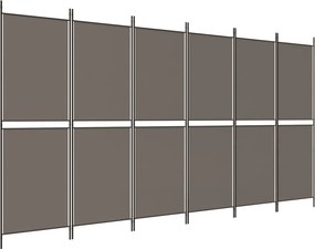 vidaXL Paravan de cameră cu 6 panouri, antracit, 300x200 cm, textil