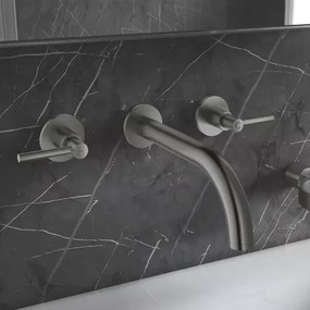 Baterie lavoar incastrata Grohe Atrio antracit periat Hard Graphite 3 elemente